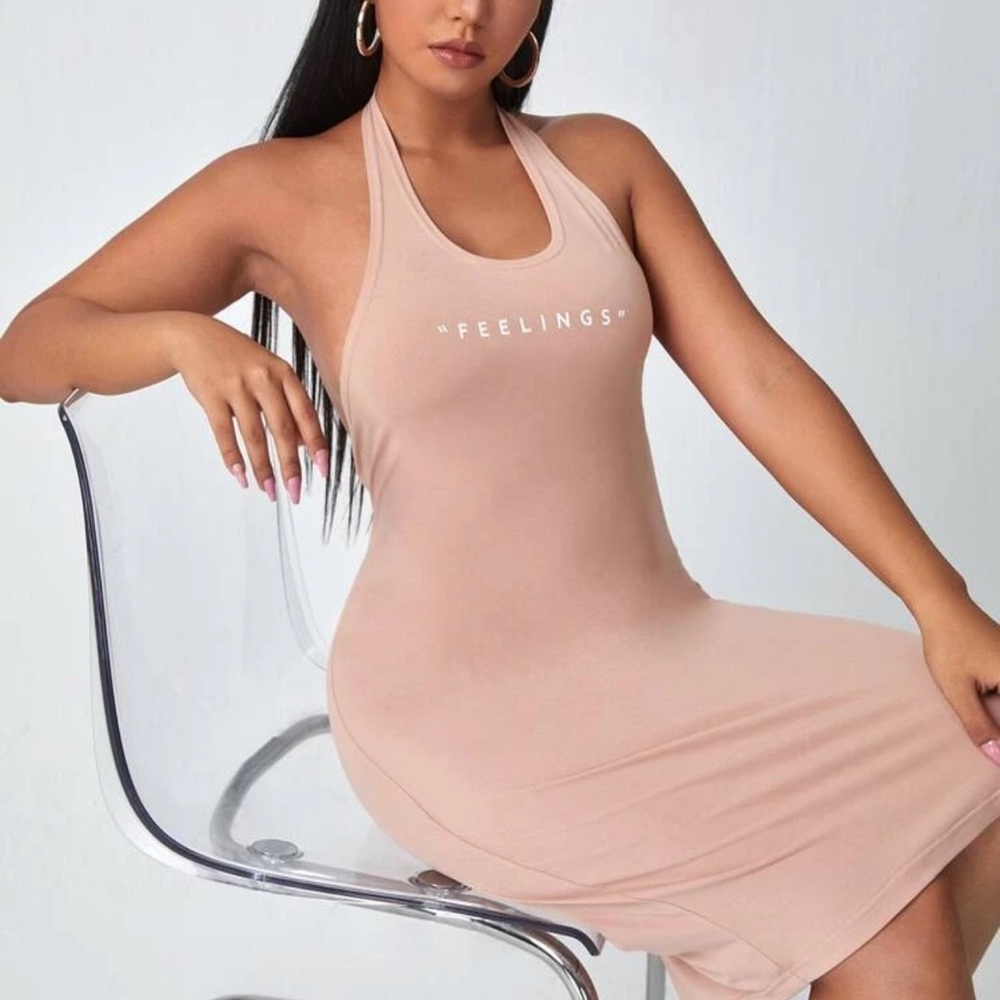 Plus letter graphic halter dress!